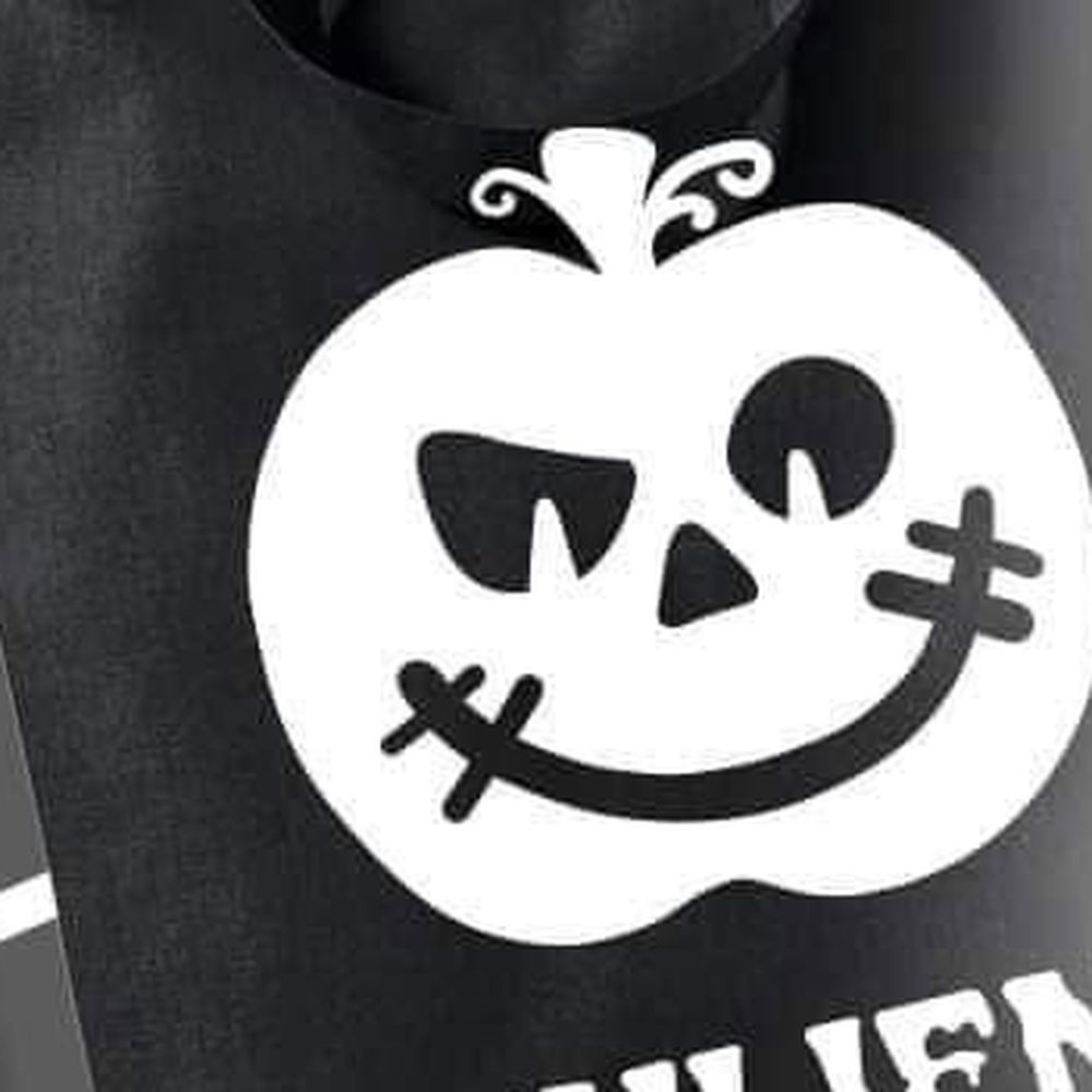 Mini totebag Halloween, citrouille souriante et prénom