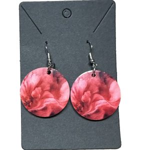 Boucles d oreilles rondes a motif marbre corail